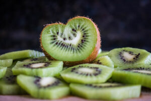 Kiwi fruit sliced to look like hearts