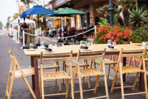 Outdoor dining table with chairs