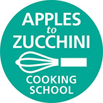 Logotipo de la escuela de cocina de manzanas a calabacín