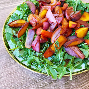 Caramelized onions and stone fruit