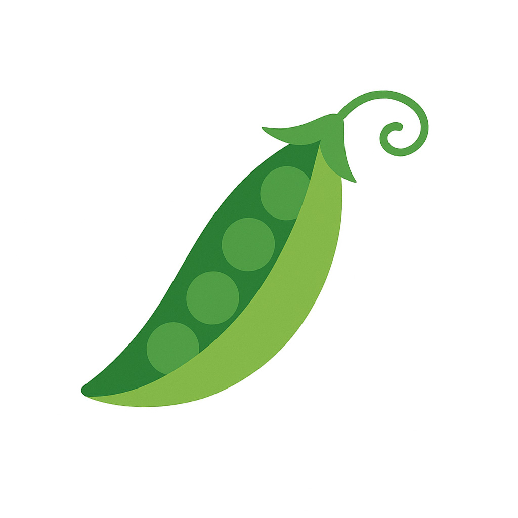 Ilustración de guisantes en una vaina