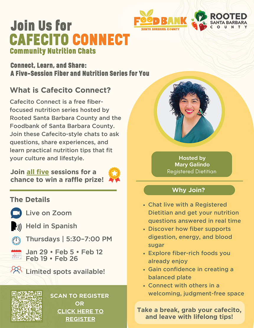 Cafecito Connect Flyer in English